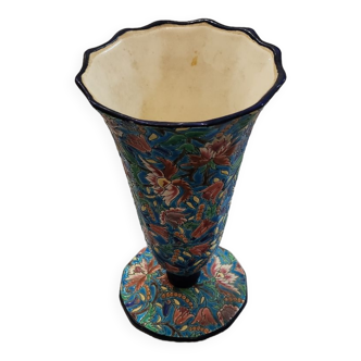 Longwy enamel vase