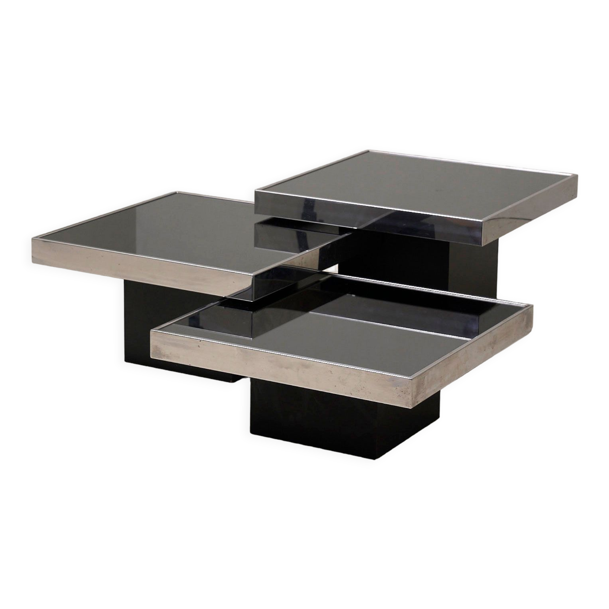 Set of 3 low tables in black mirror Cidue
