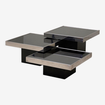 Set de 3 tables basses en miroir noir par Willy Rizzo