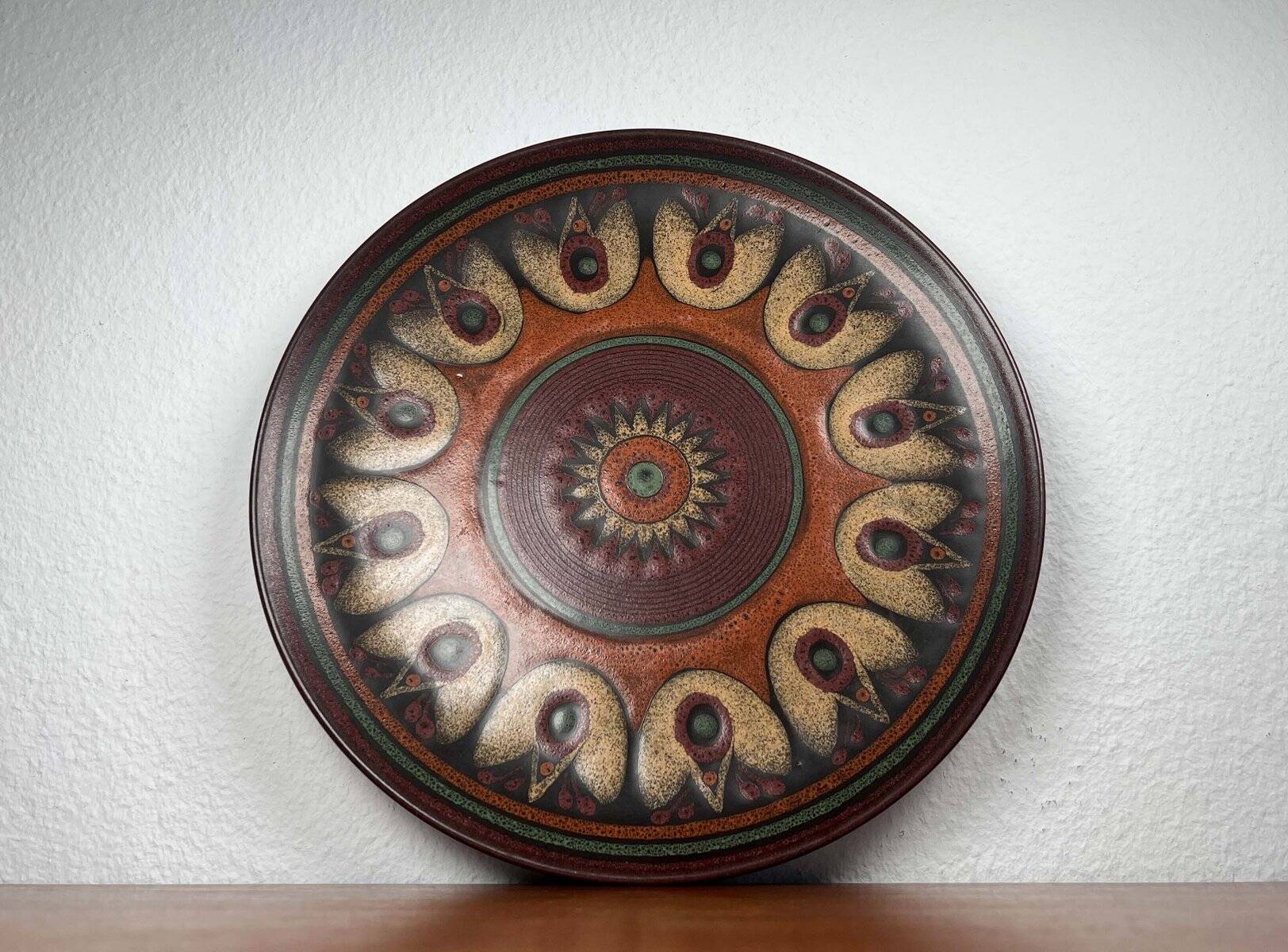 Large vintage ceramic wall plate from KMK Keramik Manufaktur Kupfermühle, 1970s.