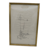 René-le saëc ink drawing.