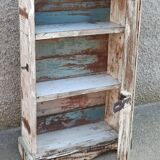 Old small wooden wardrobe with glass door