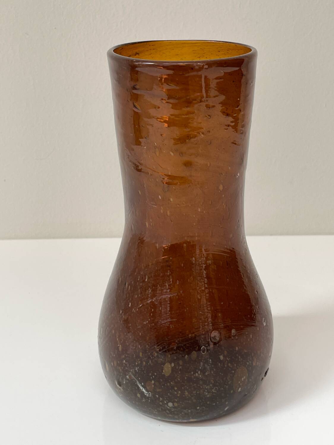 Vintage amber blown glass artisanal vase