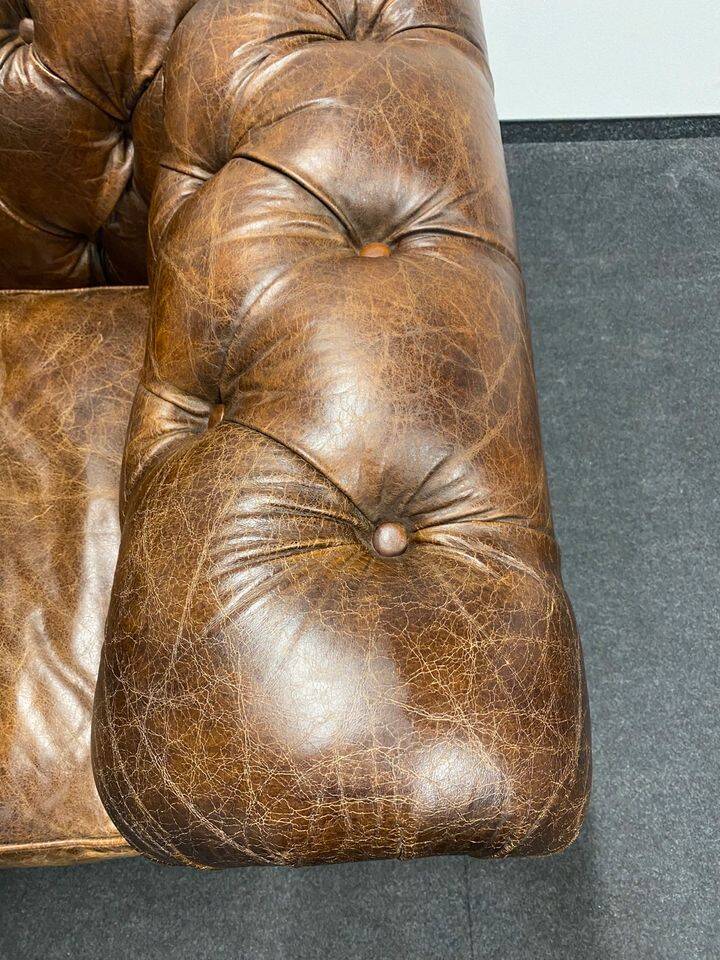 Handcrafted Brown leather Chesterfield Club Armchair