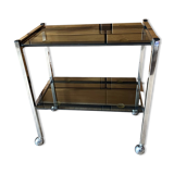 Chrome and glass serving trolley