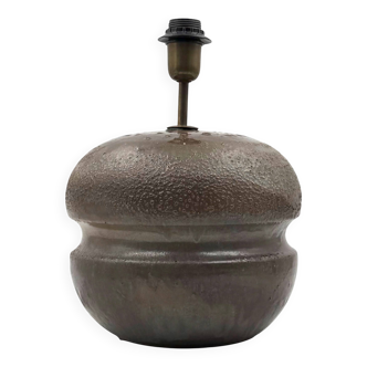 Pied de lampe en céramique marron moderne du milieu du siècle, France années 1960