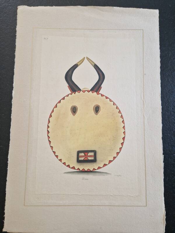 La Roche Laffitte (Born in 1943) - Watercolour drawing on silk - Dan mask