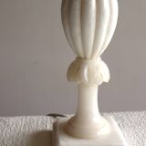 Alabaster lamp with white shade