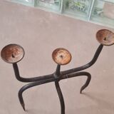 Brutalist wrought iron candle holder