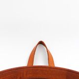 Scandinavian teak mirror with 1950s 19.5cm leather strap