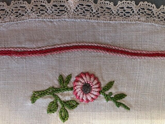 old oval placemat embroidered hand