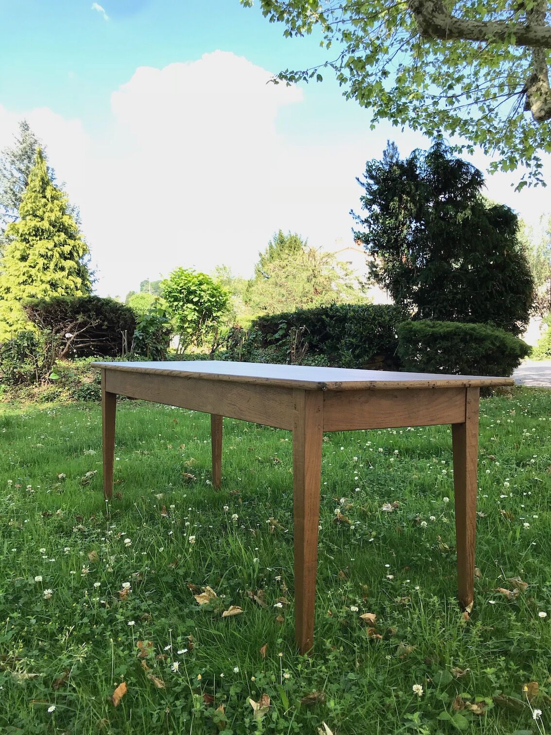 Farm table in raw wood
