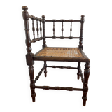 Chaise d’angle bois et rotin