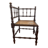 Chaise d’angle bois et rotin
