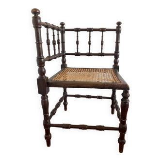 Wood and rattan corner chair