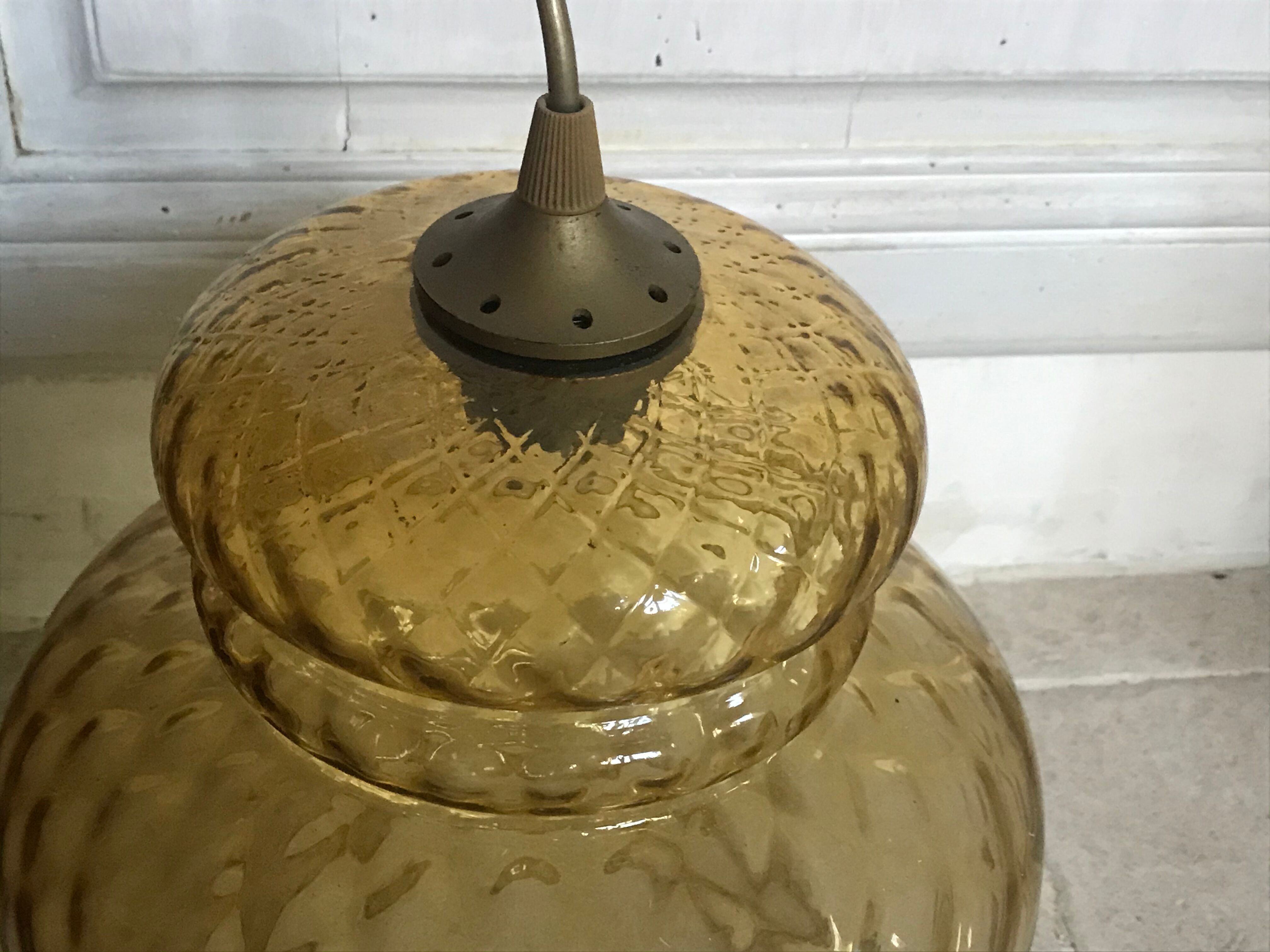 Vintage amber glass suspension