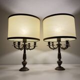 Vintage large table lamps in bronze, Italy, 1950s, set of 2