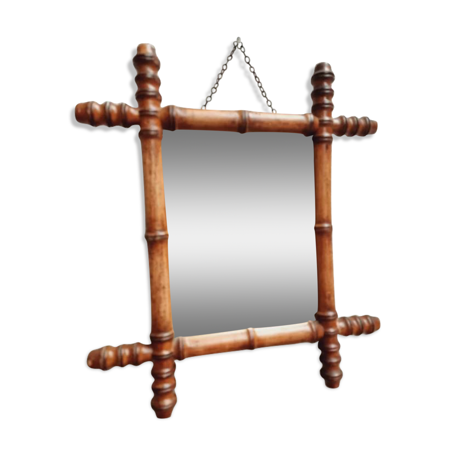 Vintage mirror faux bamboo 39x44cm