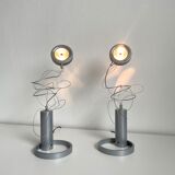 Pair of Postmodern Halogen Designer Table Lamps, Italy 1980's, 1990's