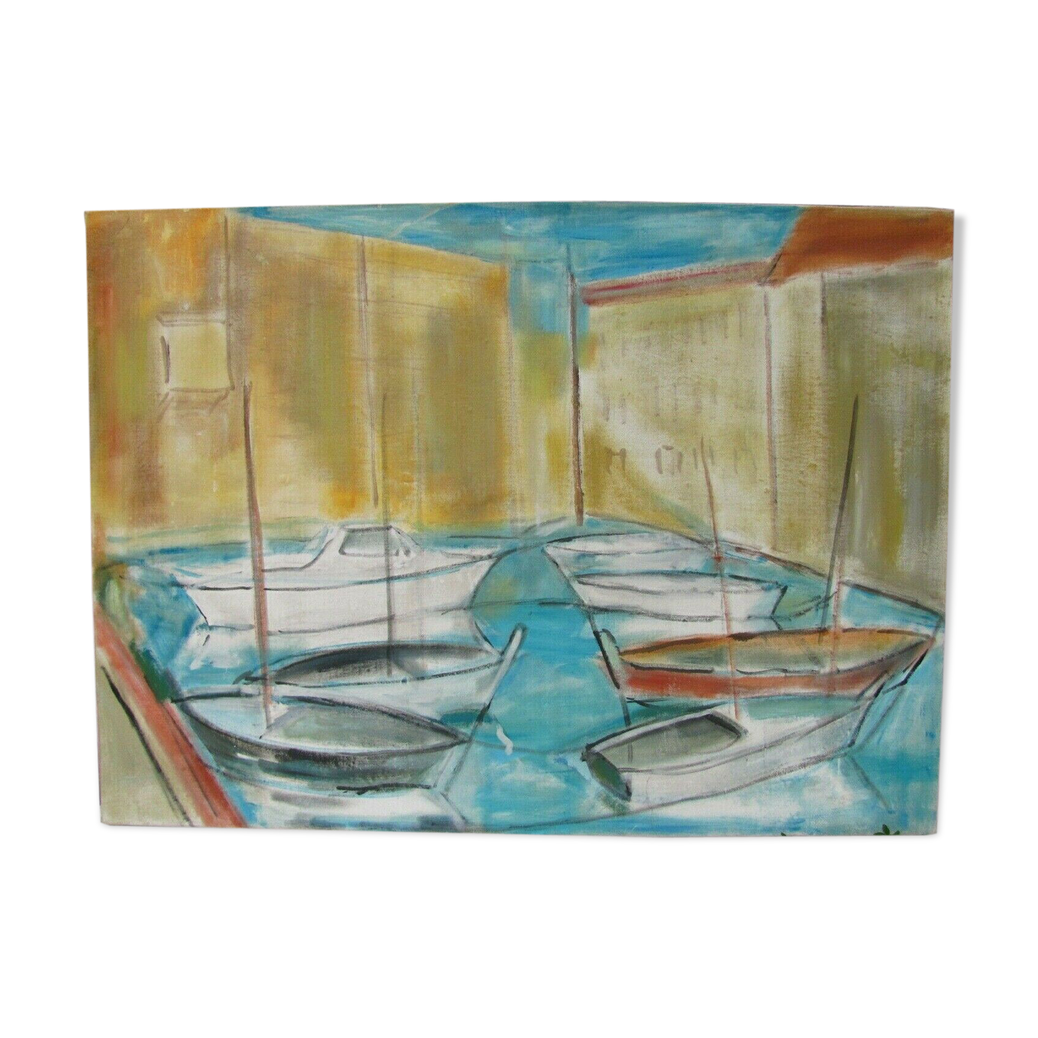 Large-format painting Marine Port of Collioure