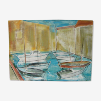 Large-format painting Marine Port of Collioure
