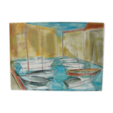 Tableau grand format Marine Port de Collioure