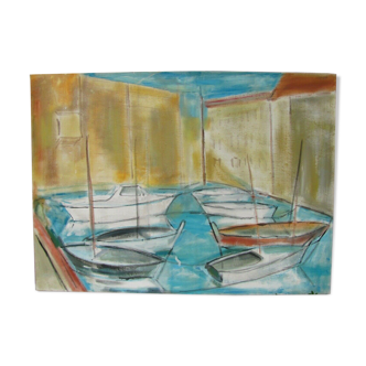 Tableau grand format Marine Port de Collioure
