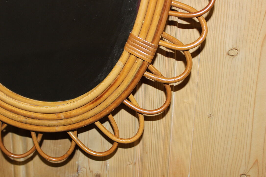 Rattan mirror circa 1960 41x60cm