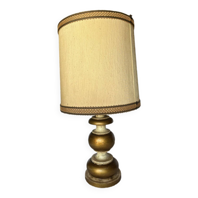 Lampe  à poser en bois peint vintage