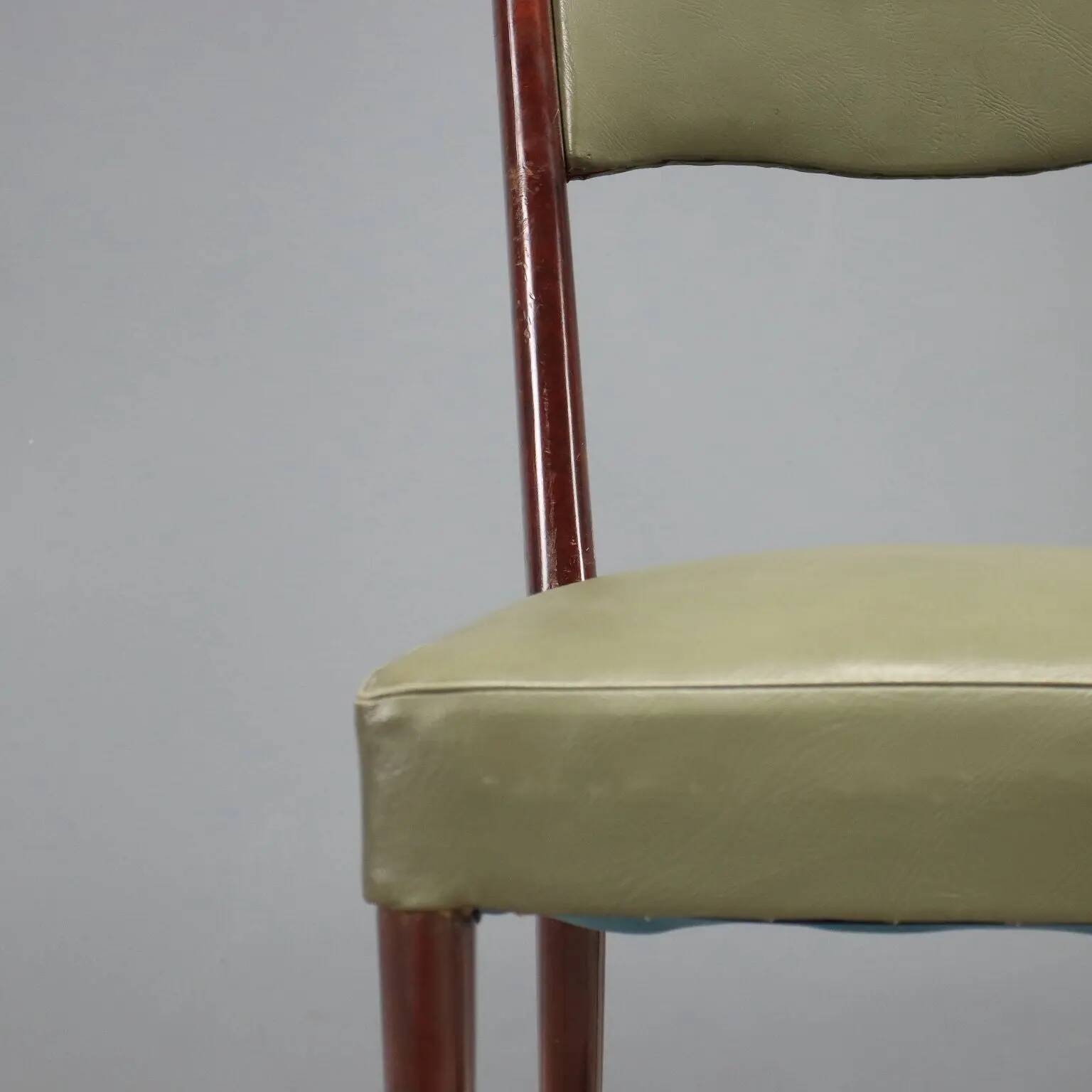 Vintage beech chairs, painted, faux leather, design, Italy, 1960s