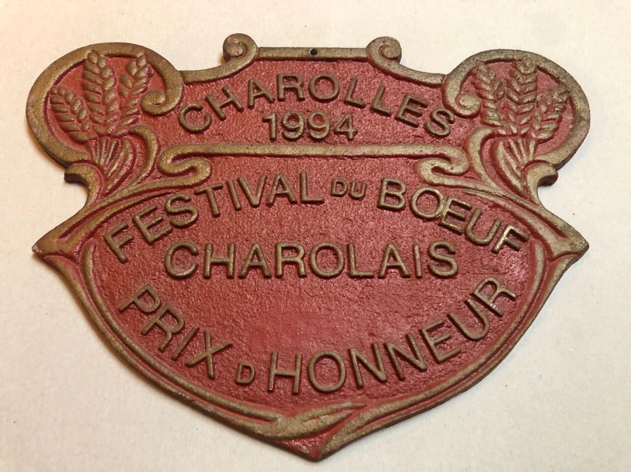 Plaque Competition Agricole Charolles Prix d'Honneur