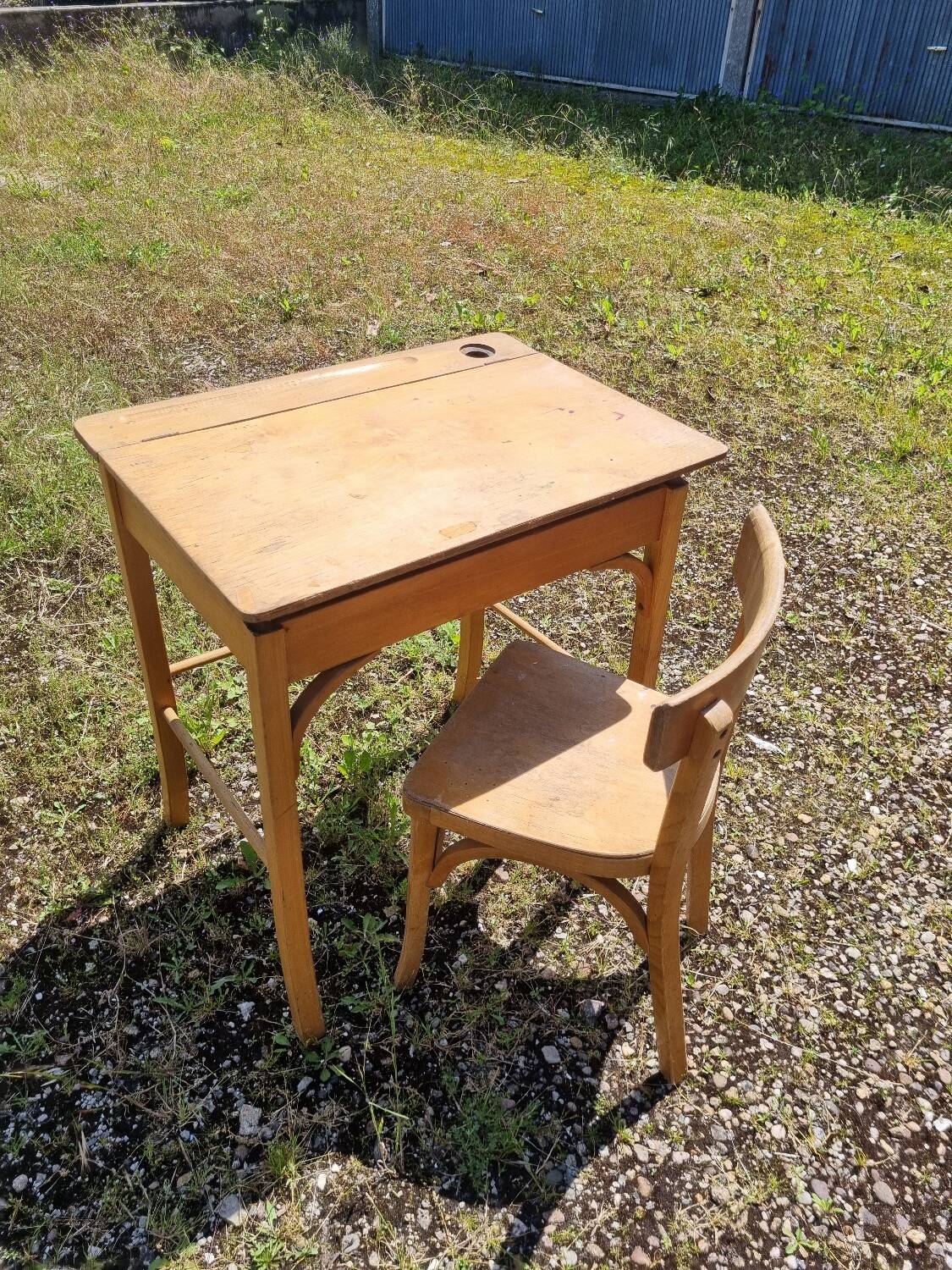 Bureau pupitre + chaise baumann enfant vintage