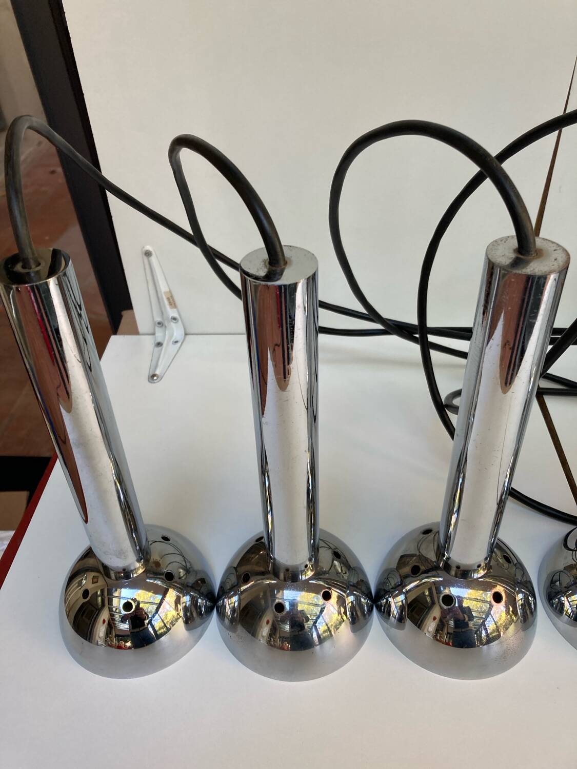 5-light vintage 70s chrome cascade pendant light
