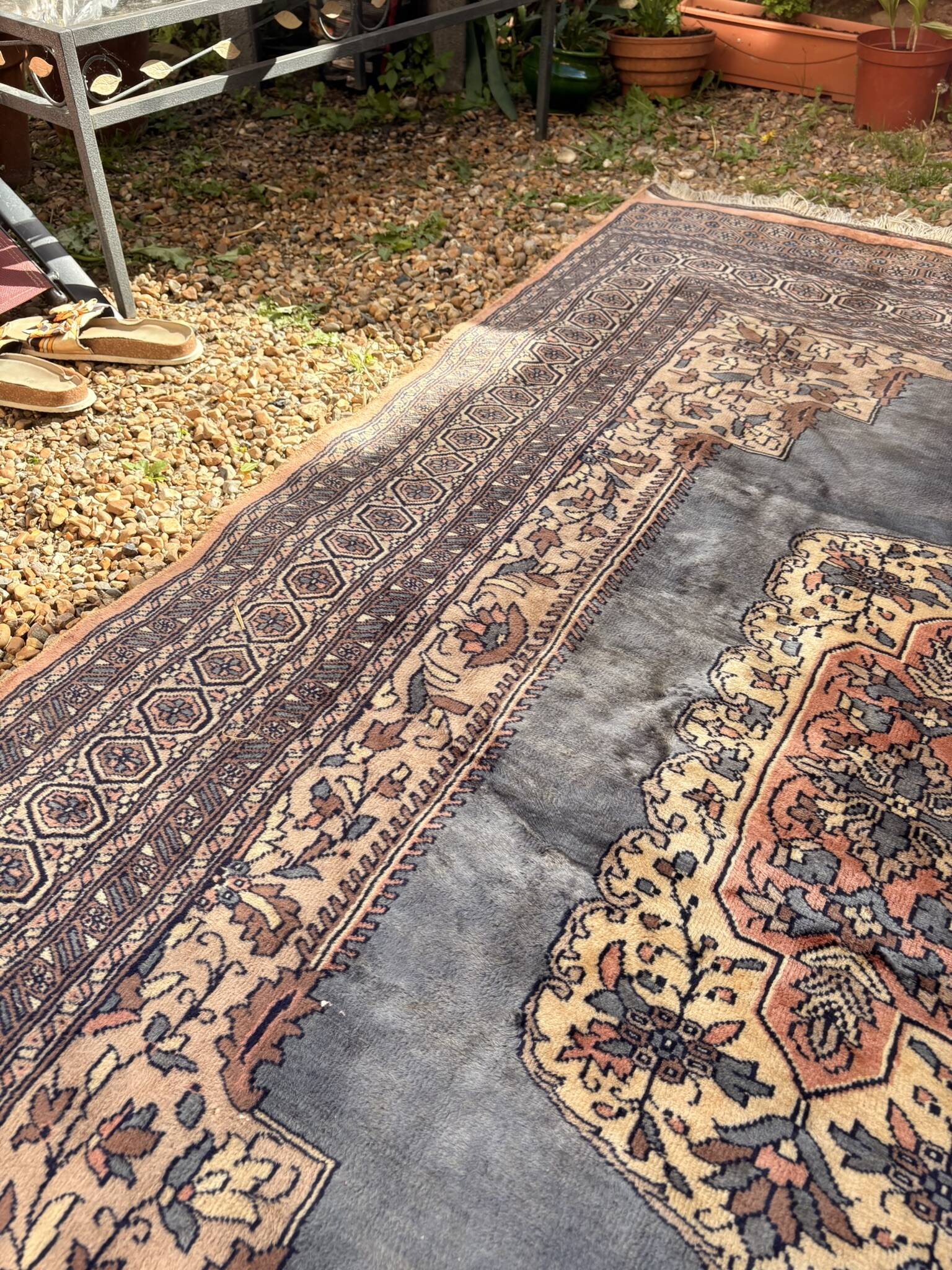 Vintage Persian Moud Carpet Handwoven Wool 240x160 Iran Oriental Old Salon