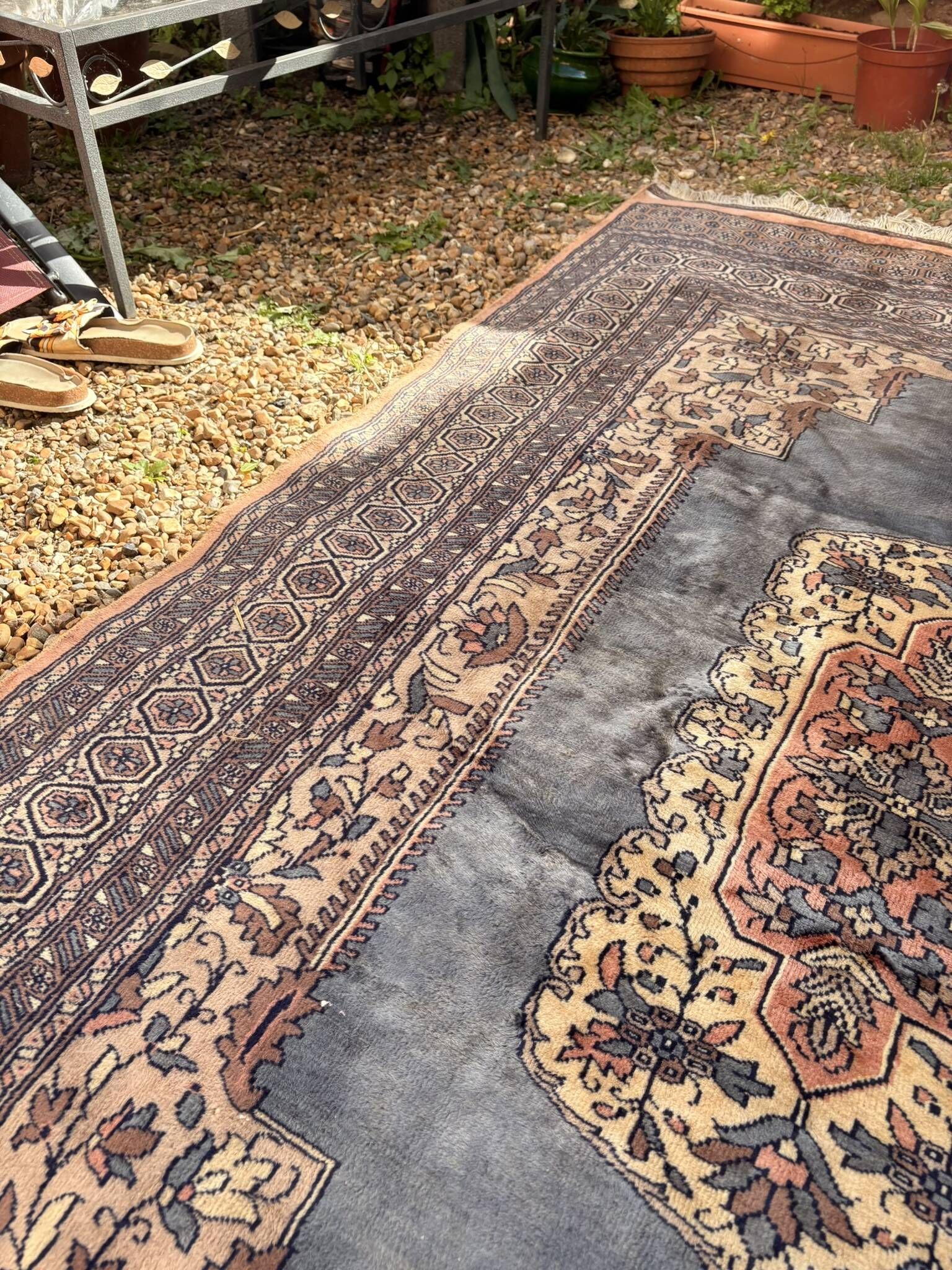 Vintage Persian Moud Carpet Handwoven Wool 240x160 Iran Oriental Old Salon