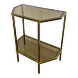Table d'appoint italienne demi-hexagonale en laiton des années 1970.