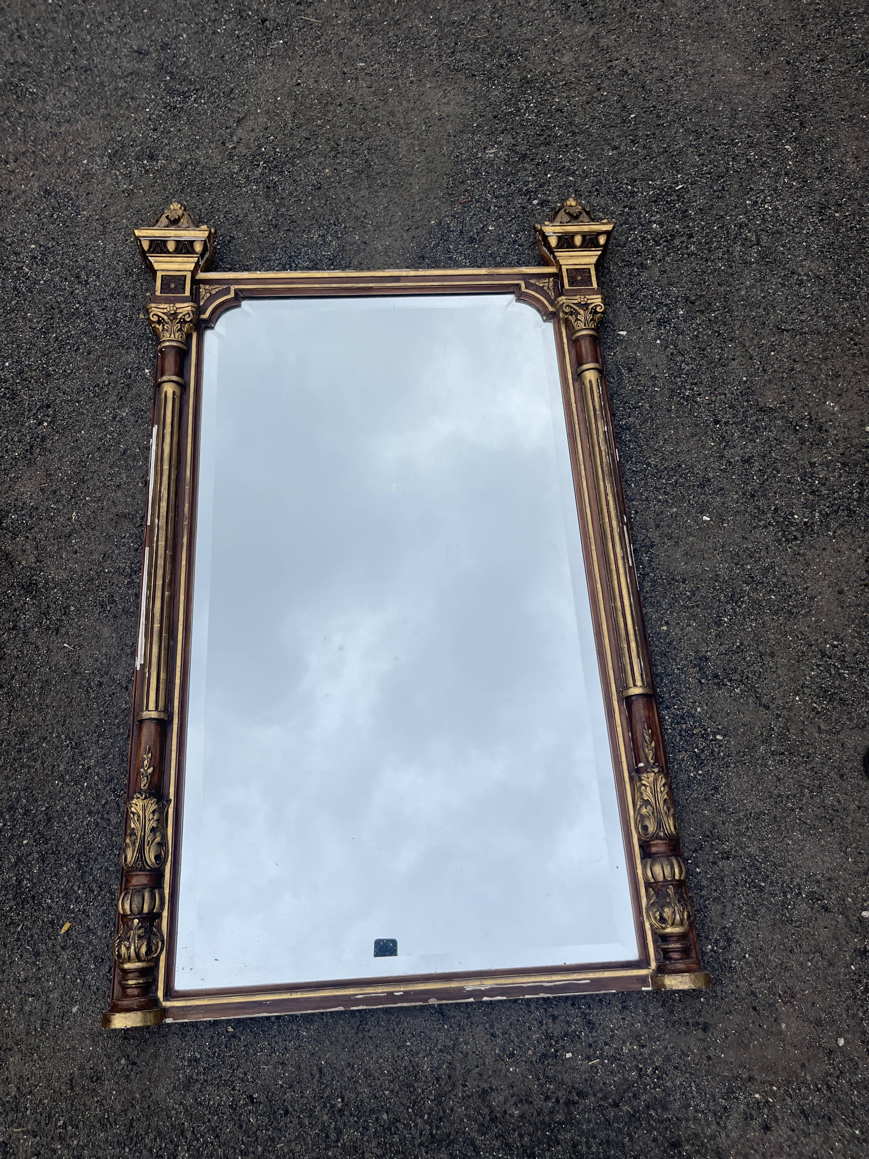 Large antique mirror 144 cm in Empire style - Trumeau or fireplace mirror