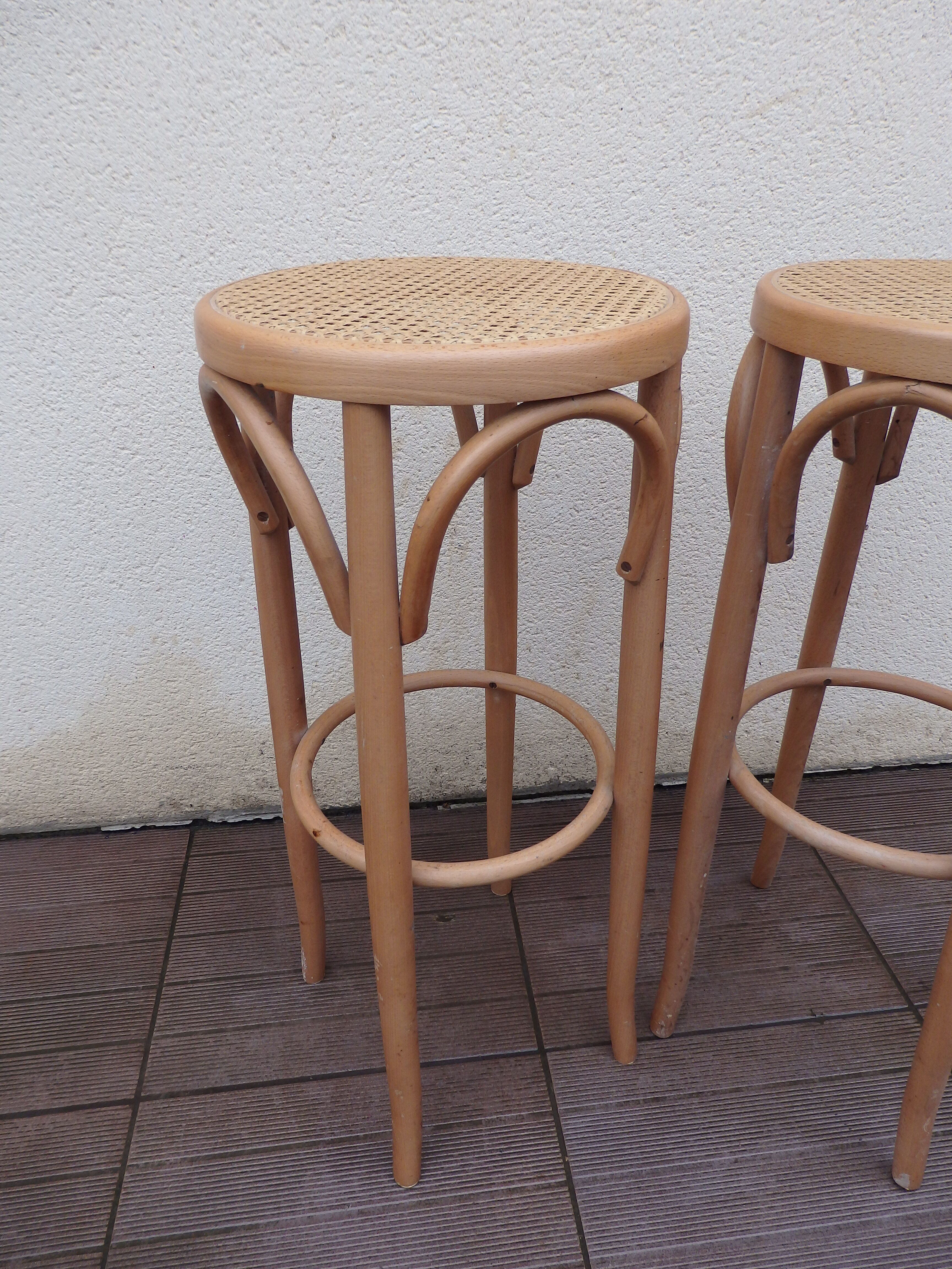 Pair of vintage canne bistro stool