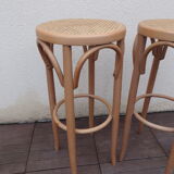 Pair of vintage canne bistro stool