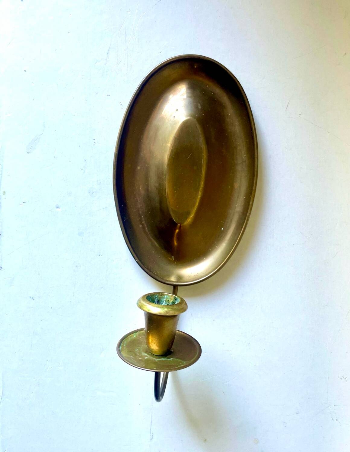 Vintage  Brass Wall mirrored Candle Sconce height 25 cm