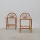 Pair of rattan and glass bedside tables, France 1970