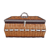Wicker and scoubidou sewing box