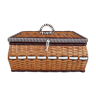 Wicker and scoubidou sewing box