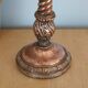 Handmade copper candle holder in hammered metal, vintage