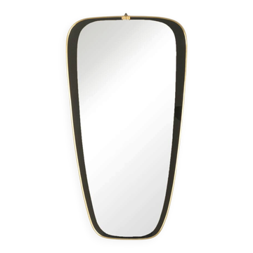 Miroir italien avec cadre en laiton, années 1950