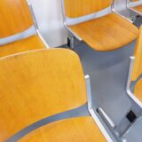 Suite of 4 vintage Giancarlo Piretti benches for Castelli in wood and aluminum