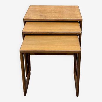 Series of nesting tables from the gplan brand, production from the 1990s in teak