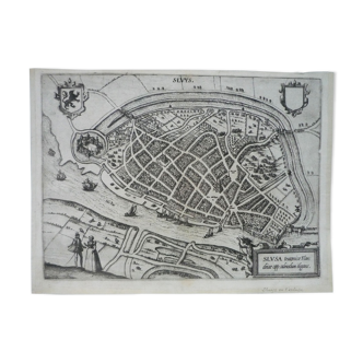 Ancient map of the city of Sluis by Ludovico Guicciardini