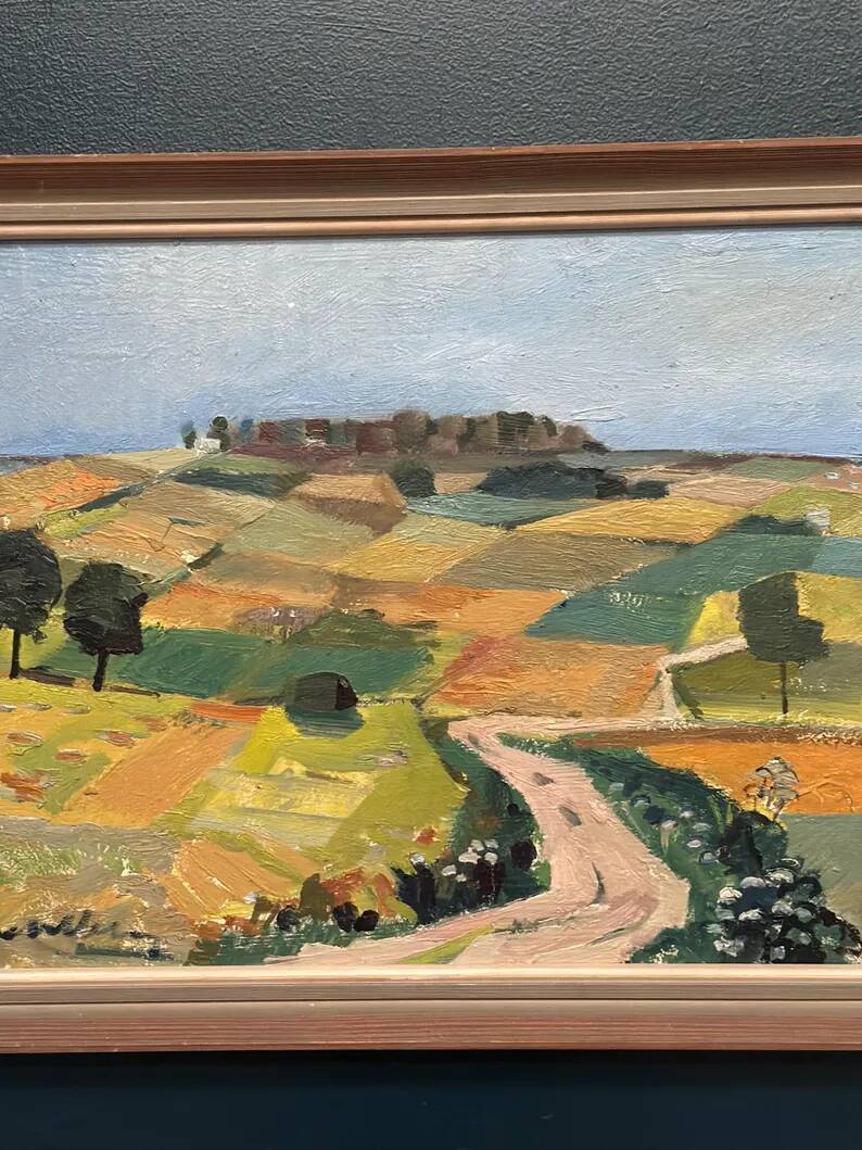 Swedish Oil on Panel “Landscape” by Tage Gavik, Signed, Vintage & Framed