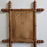 Antique turned wood mirror in bamboo style, late 19th century, 44 x 38 cm